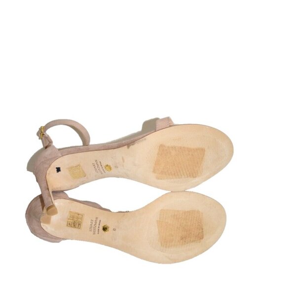 $475 STUART WEITZMAN NUNAKED STRAP SANDAL SUEDE DOLCE TAUPE NUDIST 8 (2) (DB12) - Picture 5 of 6